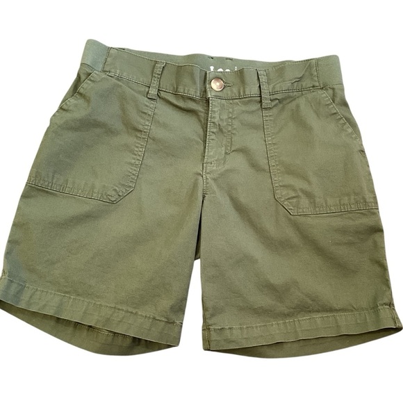 Lee Regular Fit Midrise Bermuda Shorts Olive Green Elastic Waist Women's Size 6 - Picture 1 of 8